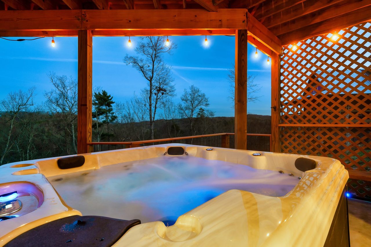 Soak your troubles away in a private & covered hot tub!